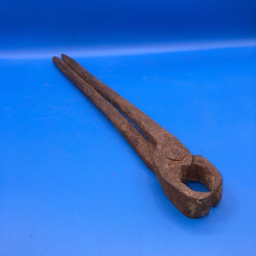 Primitive Early Hand Forged Blacksmith Tongs Old Anvil Tool